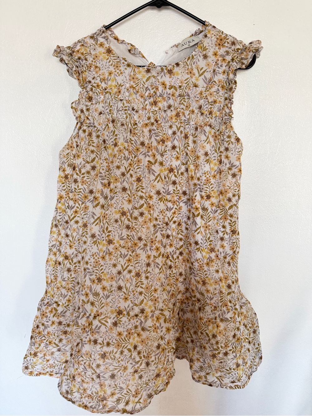 Aura Cream and Yellow Floral Smocked Neck Dress